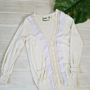 Anthropologie Field Flower Stripe Borders Cardigan